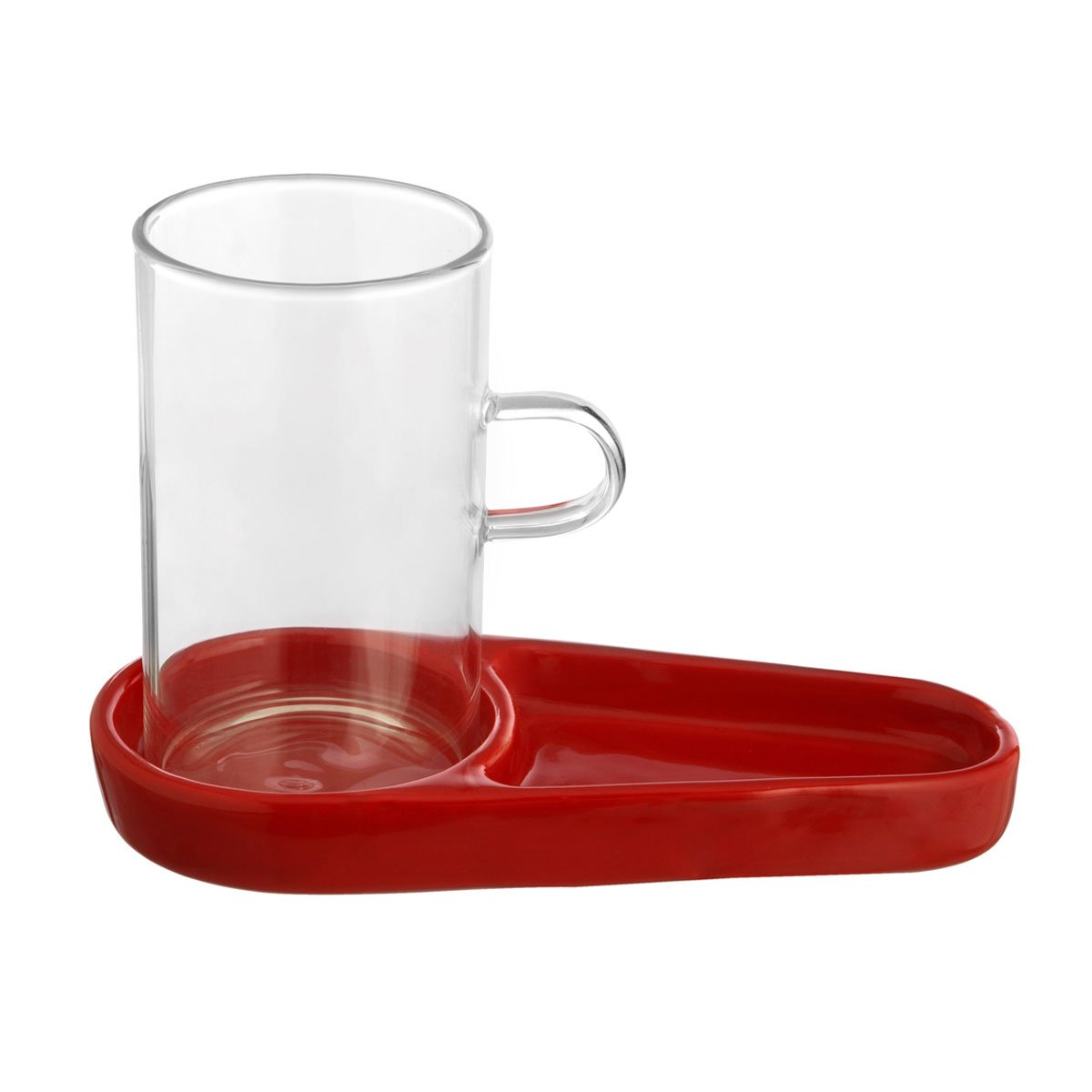 Vaso con Plato para Galletas Rojo Novo Casa