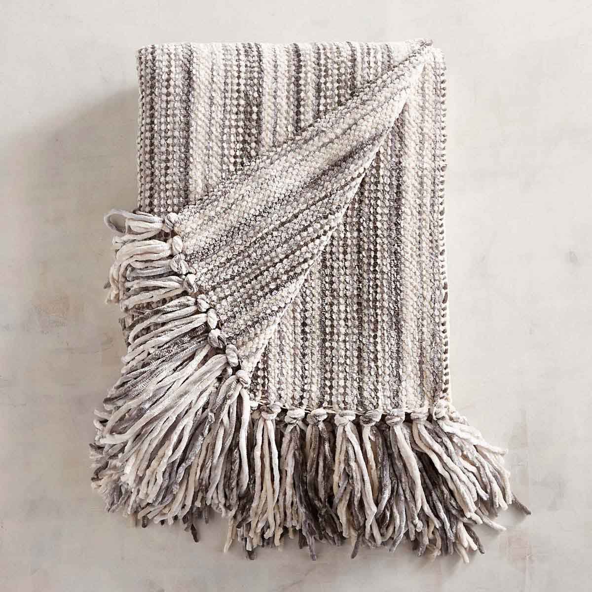 Frazada Chenille Streamers Gray Pier 1 Imports