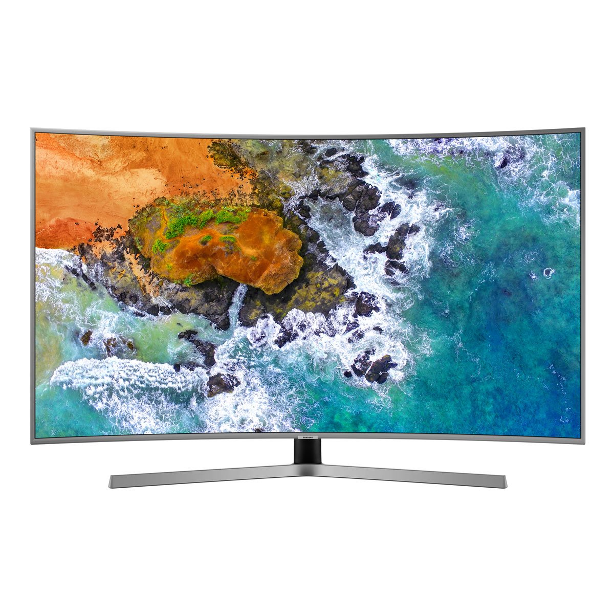 Pantalla Led Samsung 55" Curva Slim Un55Nu7500Fxzx Eclipse Silver