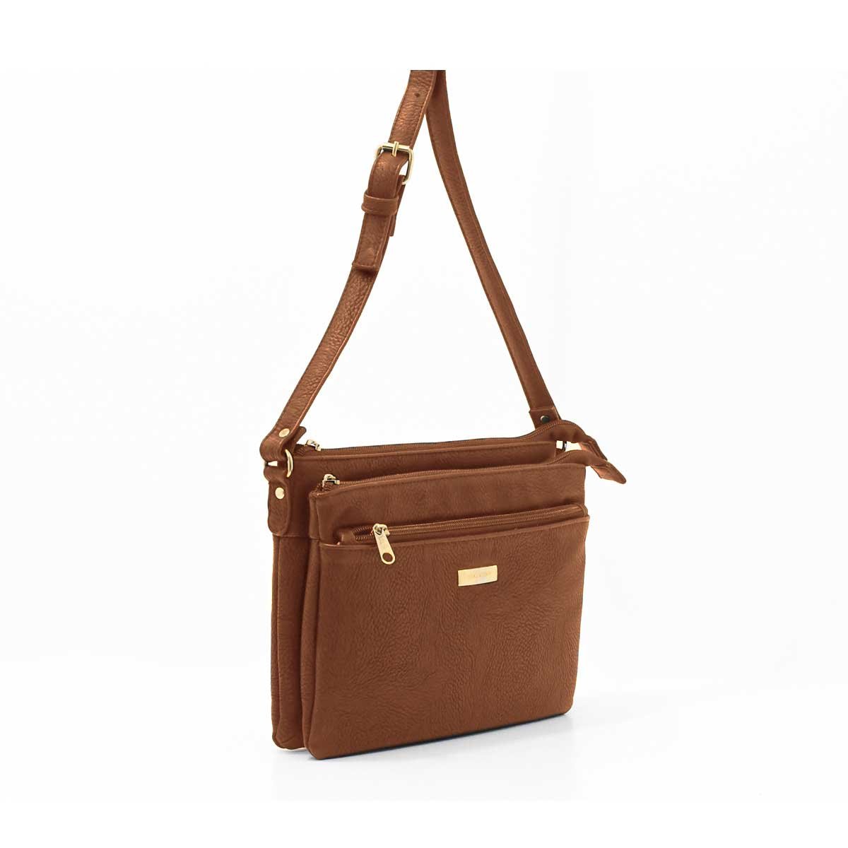 Bolso Tipo Piel Caf&eacute; Cross Body Eltor