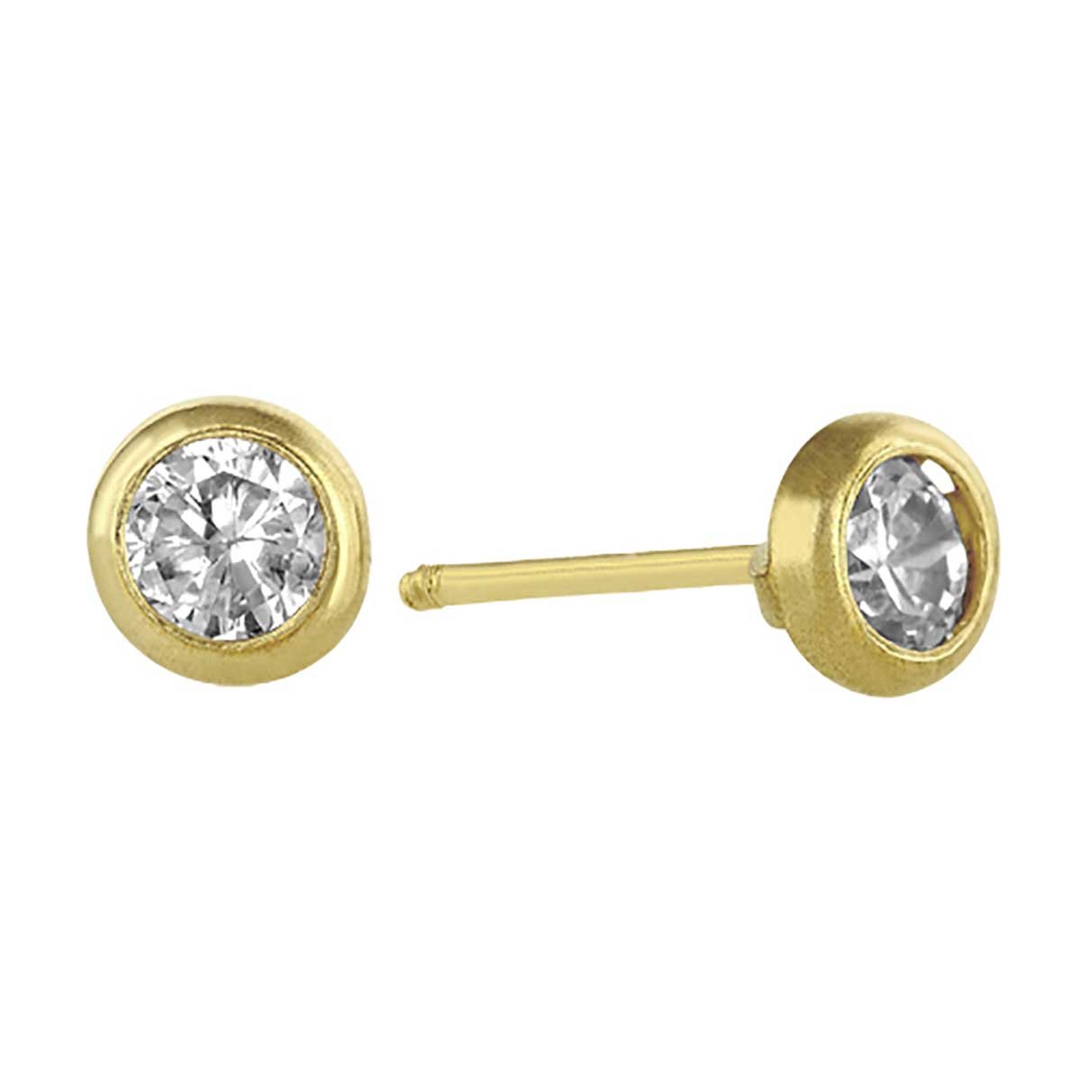 Broqueles Oro 14K Redondo 3Mm Biselado Sabelli