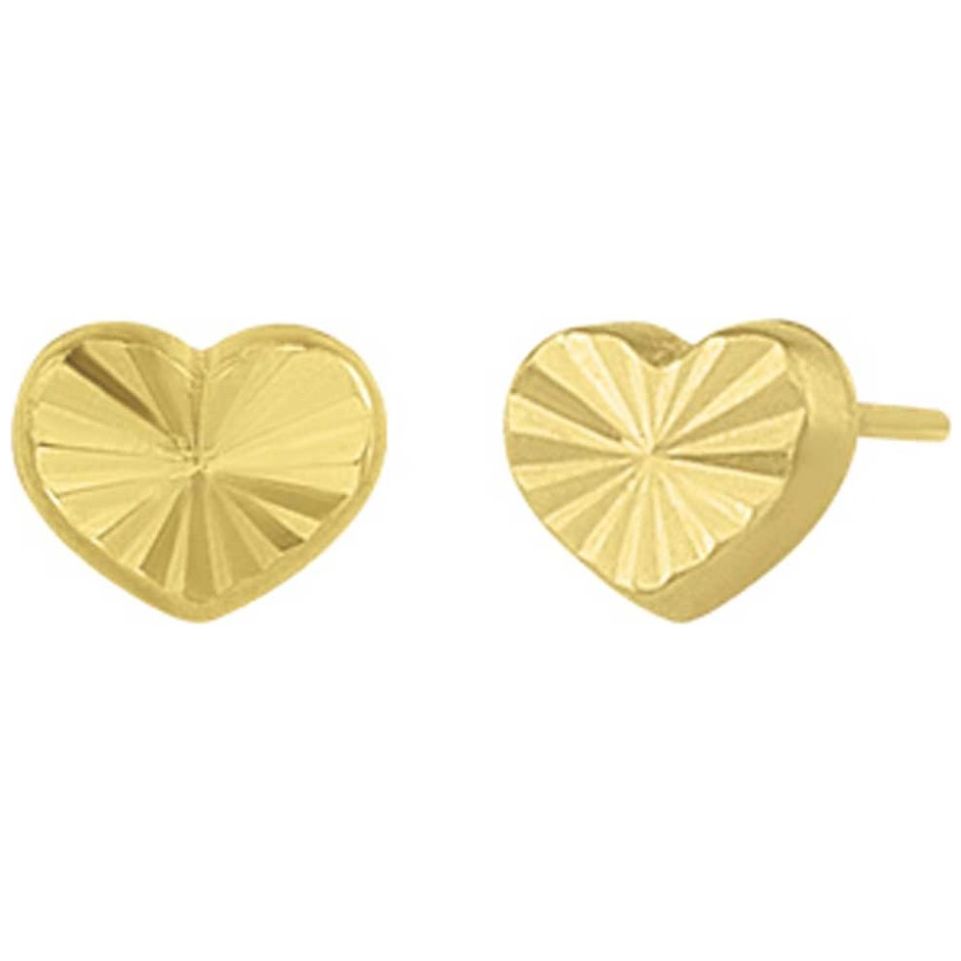 Broqueles de Oro 14K Corazón Diamantado Sabelli