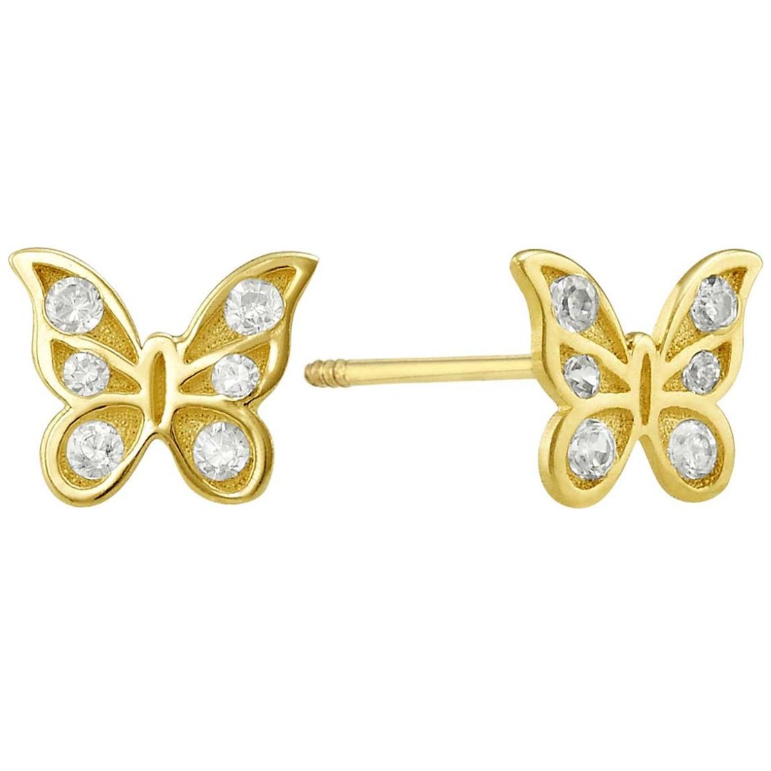 Broqueles de Oro 14K Mariposa con Circonia Sabelli