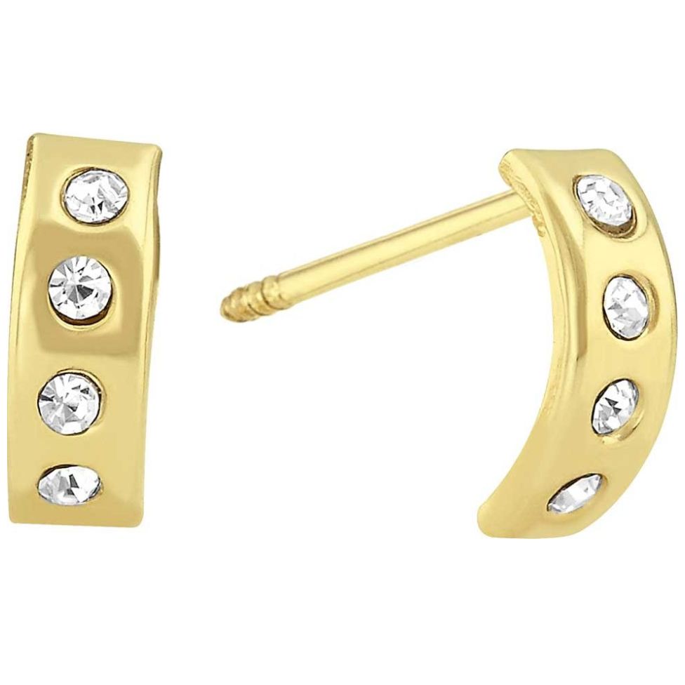 Broqueles de Oro 14K Pajuela con Circonia, Sabelli