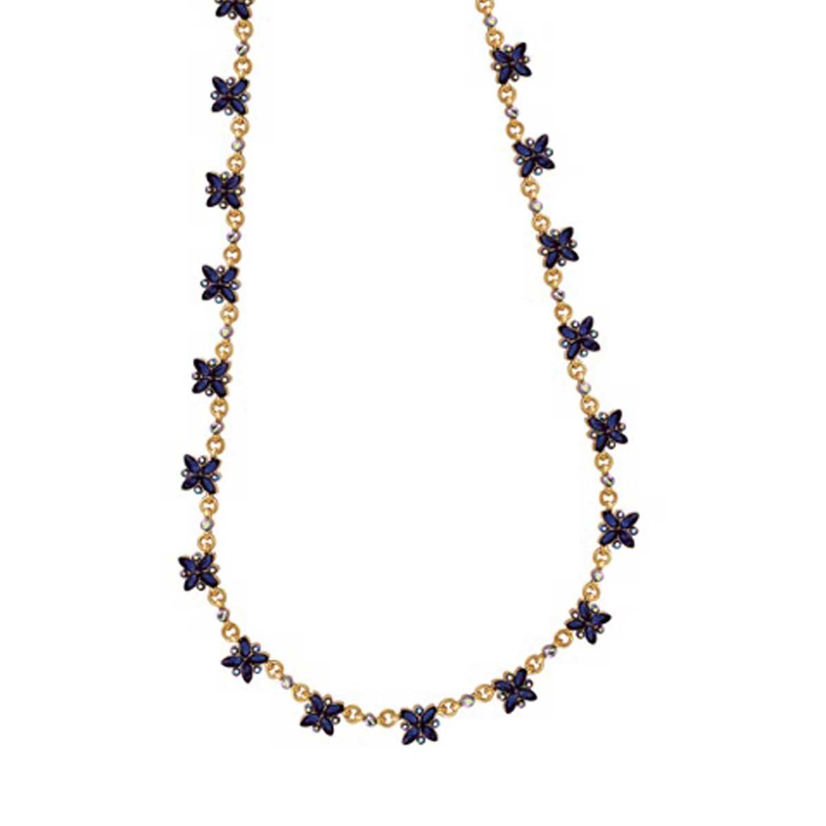 Collar Dorado con 132 Cristales Color Zafiro Carr&eacute;