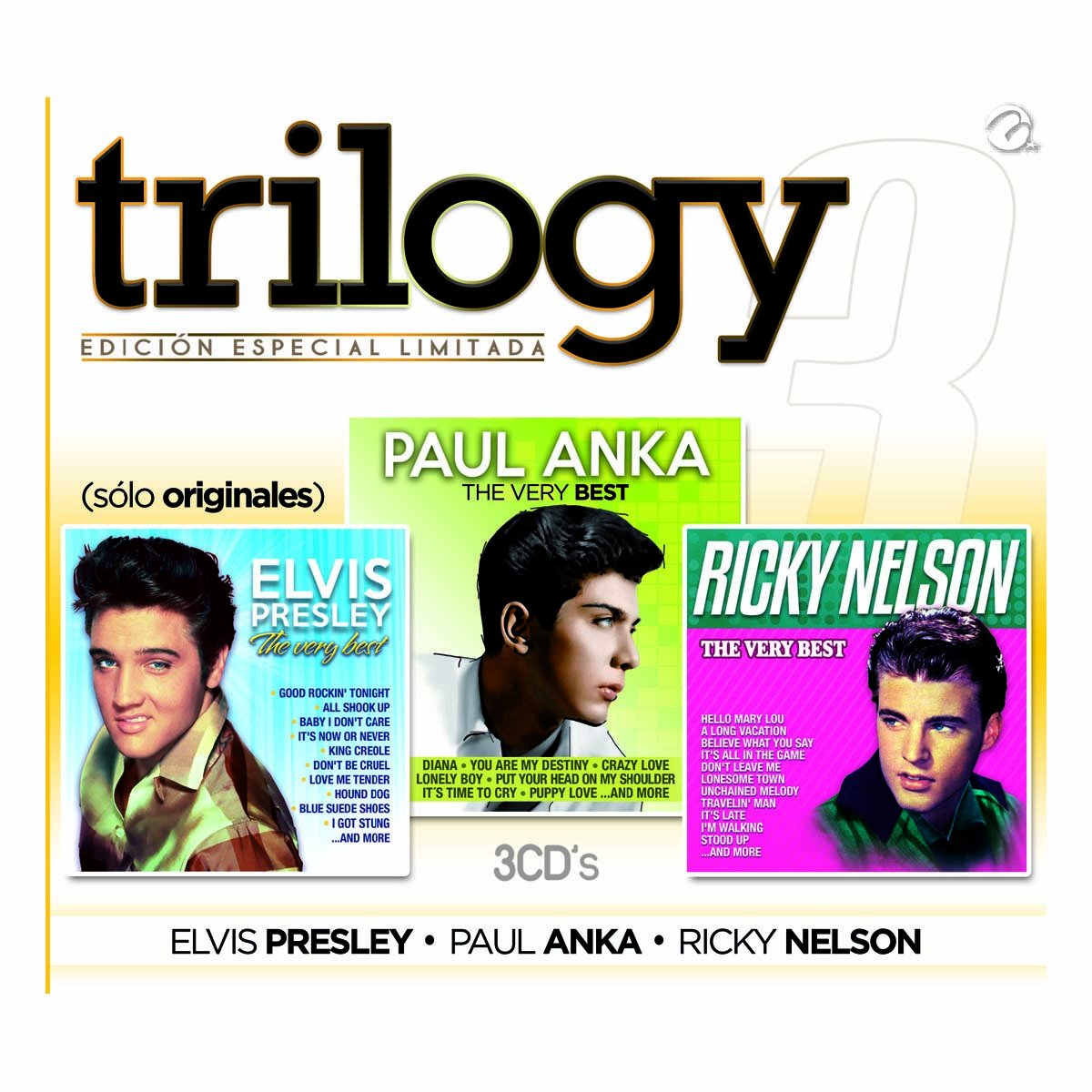 3 Cds The Very Best Elvis Presley, Paul Anka &amp; Ricky Nelson