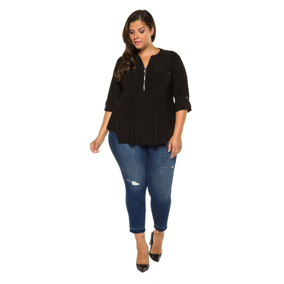 Blusa Manga 3/4 con Cierre al Frente Dex Plus