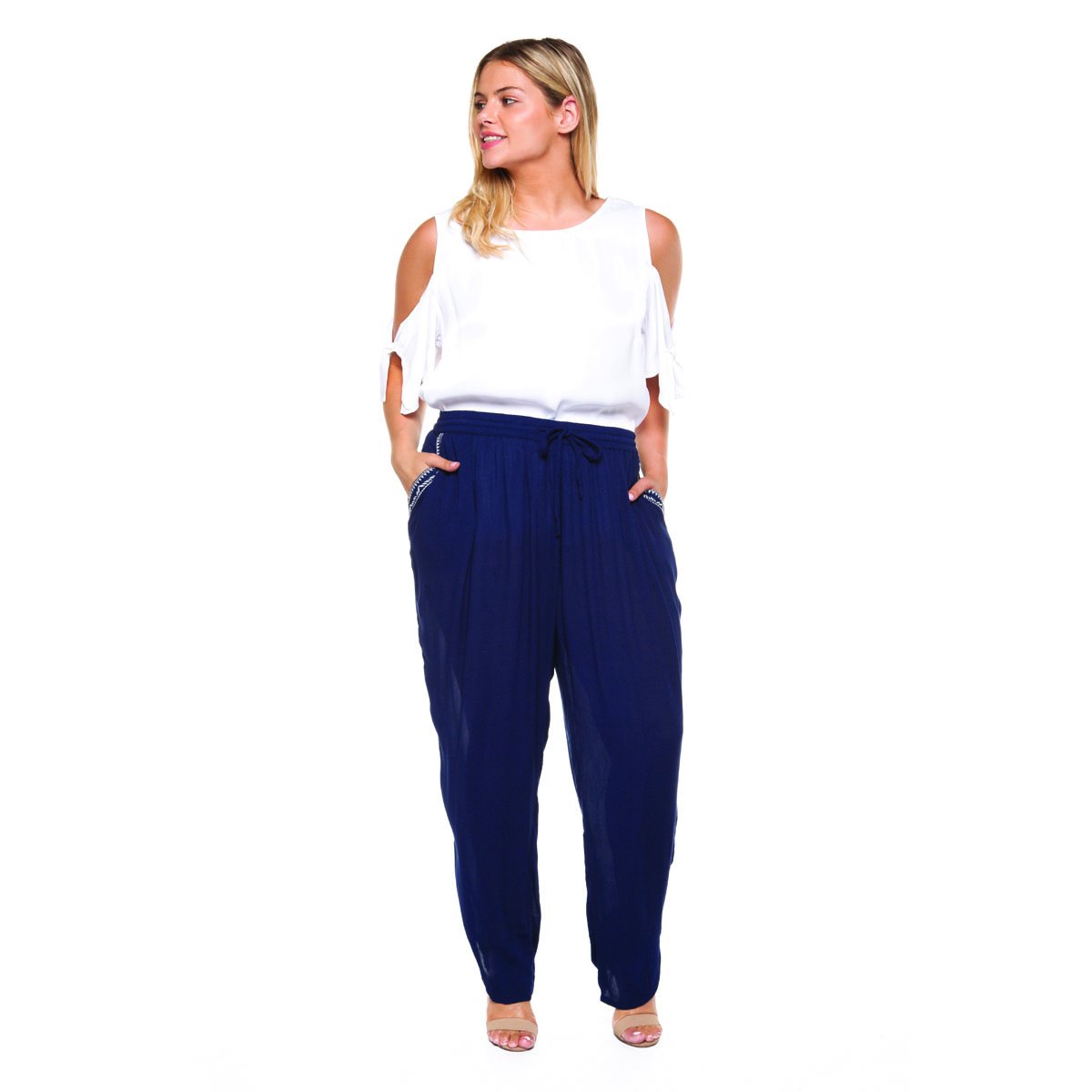 Blusa Lisa con Manga Corta y Hombro Descubierto Dex Plus