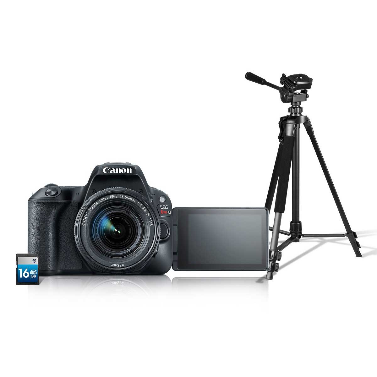 Kit Cámara Canon Sl2 con Lente Ef-S 18-55, Tripié y Sd