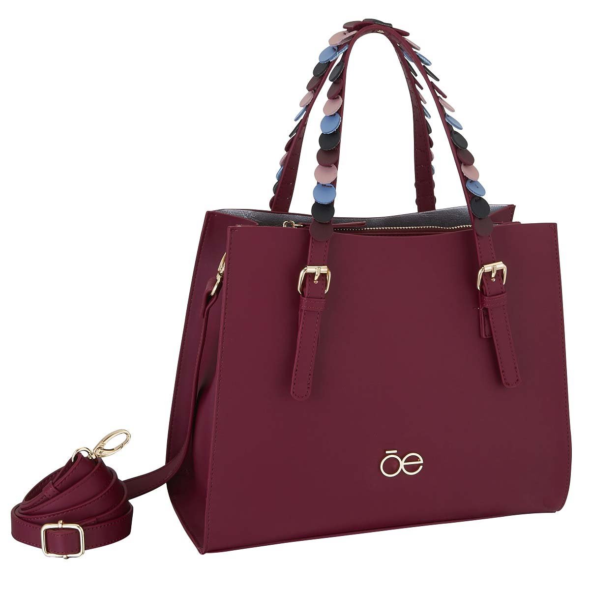 Bolsa Satchel con Parches Decorativos Cloe