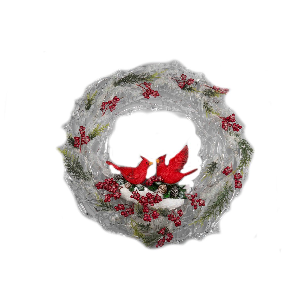 Corona con Cardenales y Luz Led 43 Cm Sources