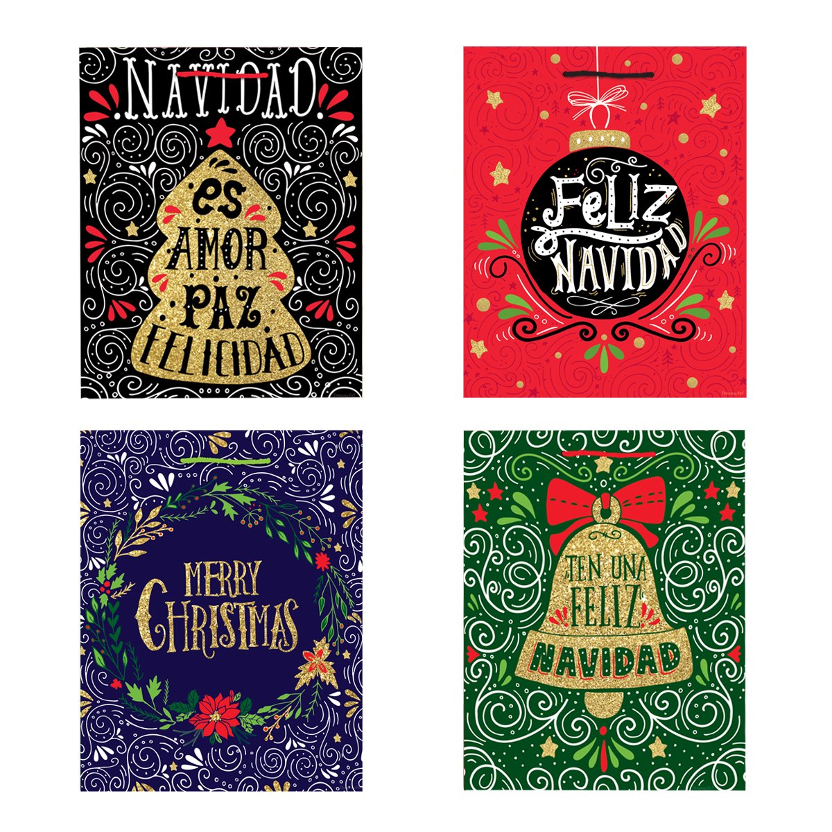 Bolsa Regalo 4X5 Pulgada Navidad Mate 4 Modelos Grecas Navide&ntilde;as Dreams Art