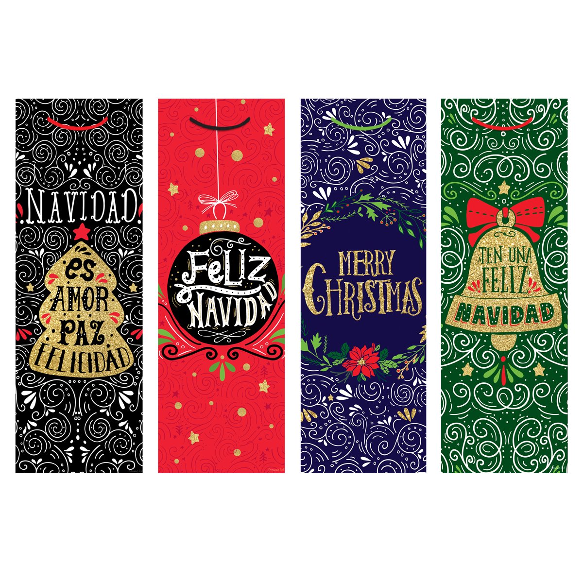 Bolsa Regalo 5X16 Pulgada Navidad Mate 4 Modelos Botella Grecas Navide&ntilde;as Dreams Art