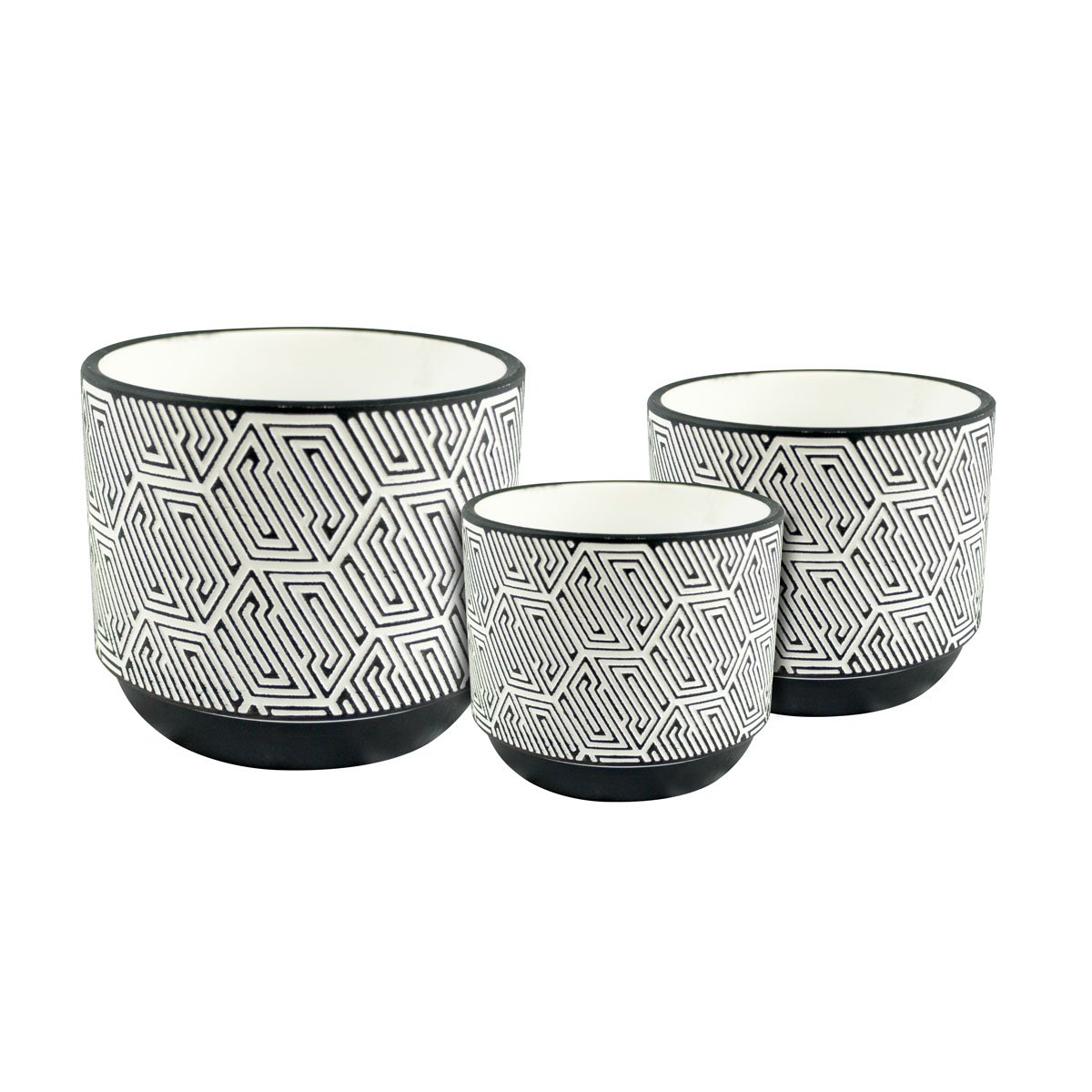Set de 3 Maceteros Cónicos Laberinto Home Nature
