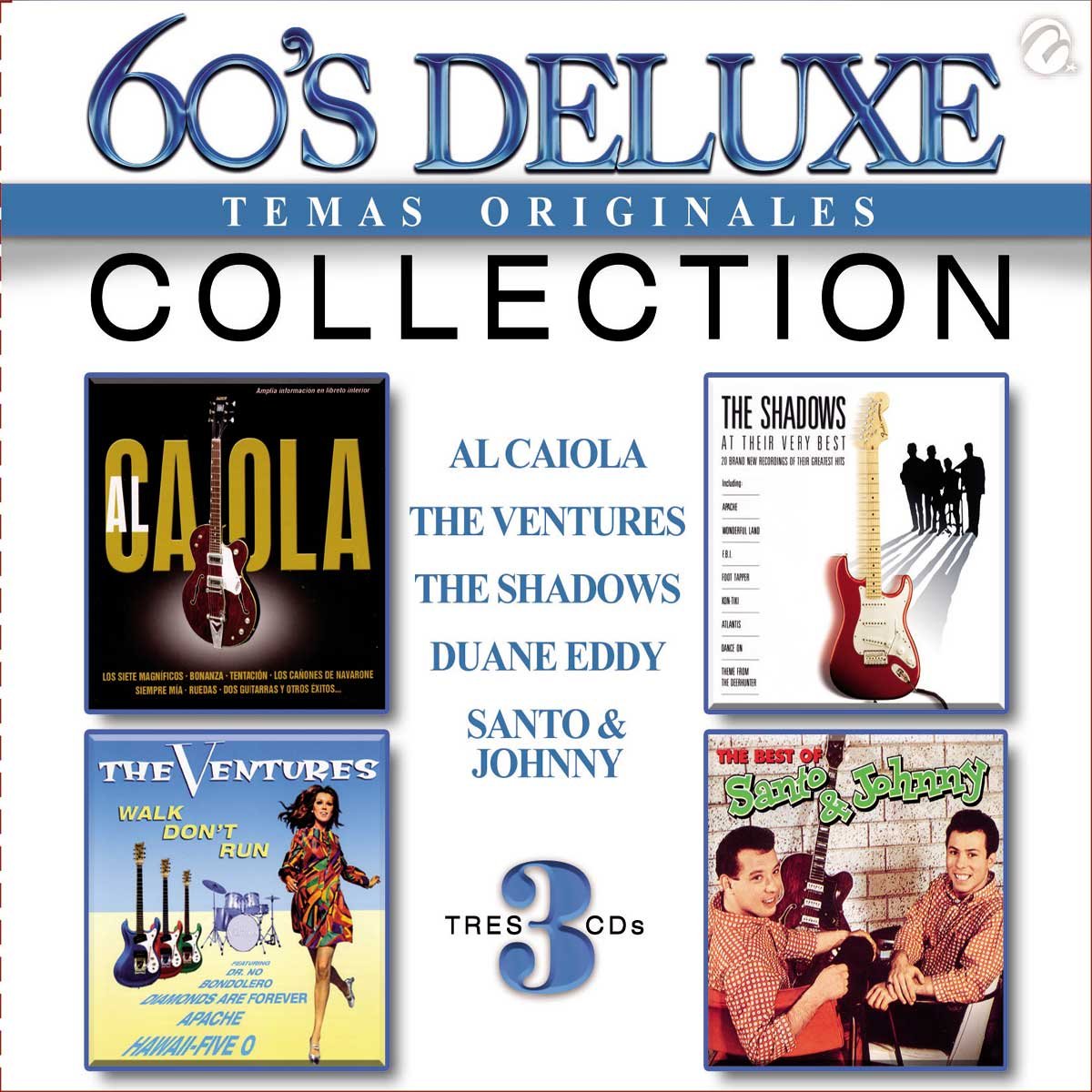 3 Cds 60's Deluxe Collection: al Caiola , The Ventures- , The Shadows , Santo & Johnny , Duane Eddy
