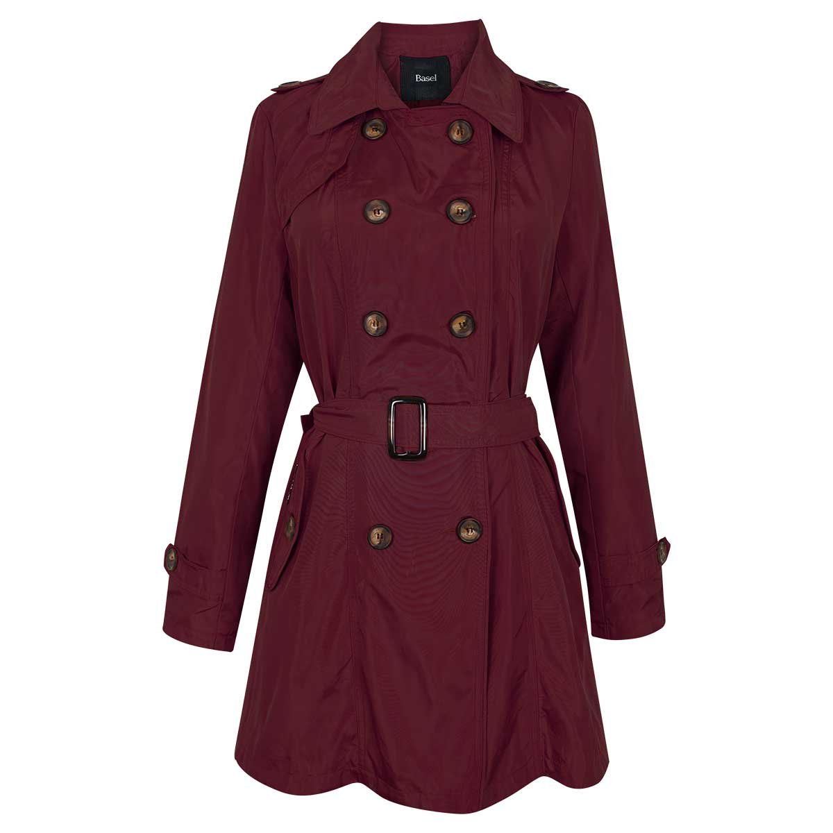 Gabardina Roja con Cinturón y Botones Basel