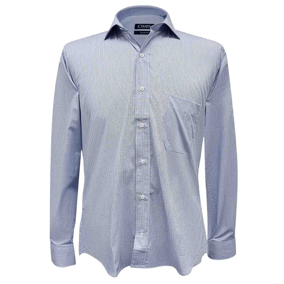 Camisa de Vestir Chaps de Corte Ultra Slim Color Azul Combinado para Caballero