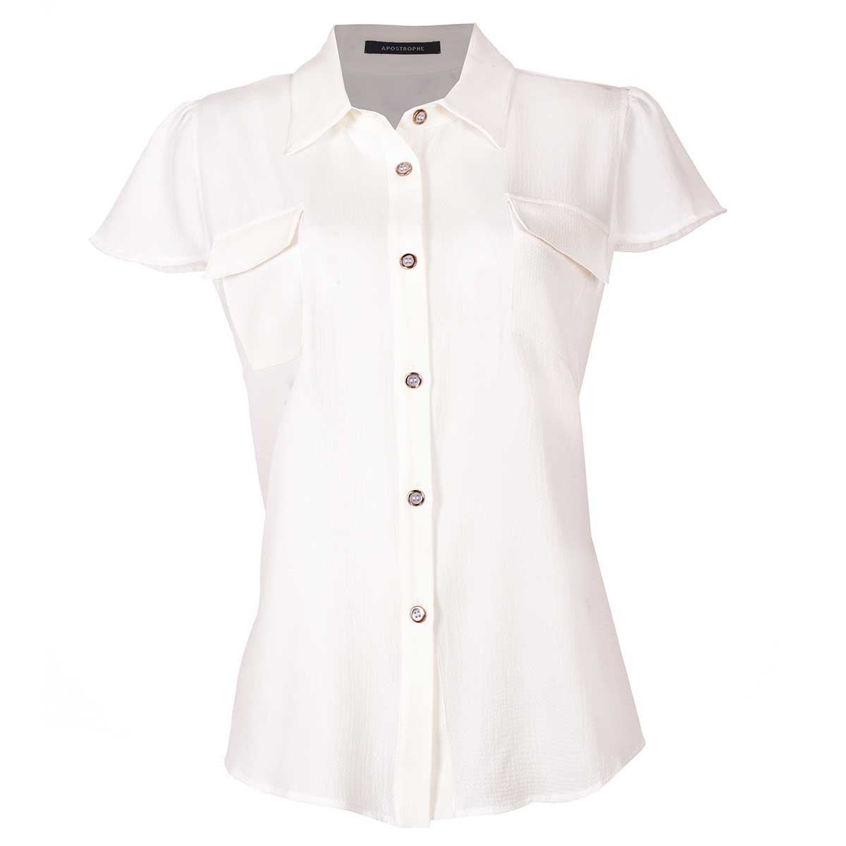 blusa blanca cuello sport