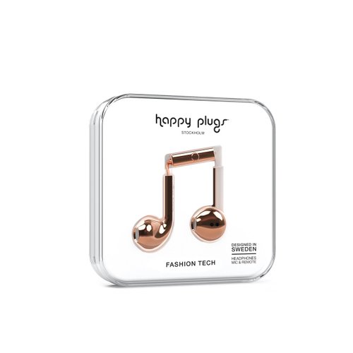 Audífonos con Micrófono Earbud Deluxe Gold Rose Happy Plugs