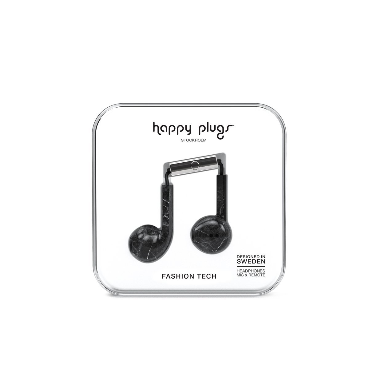 Audífonos con Micrófono Earbud Deluxe Black Marble Happy Plugs