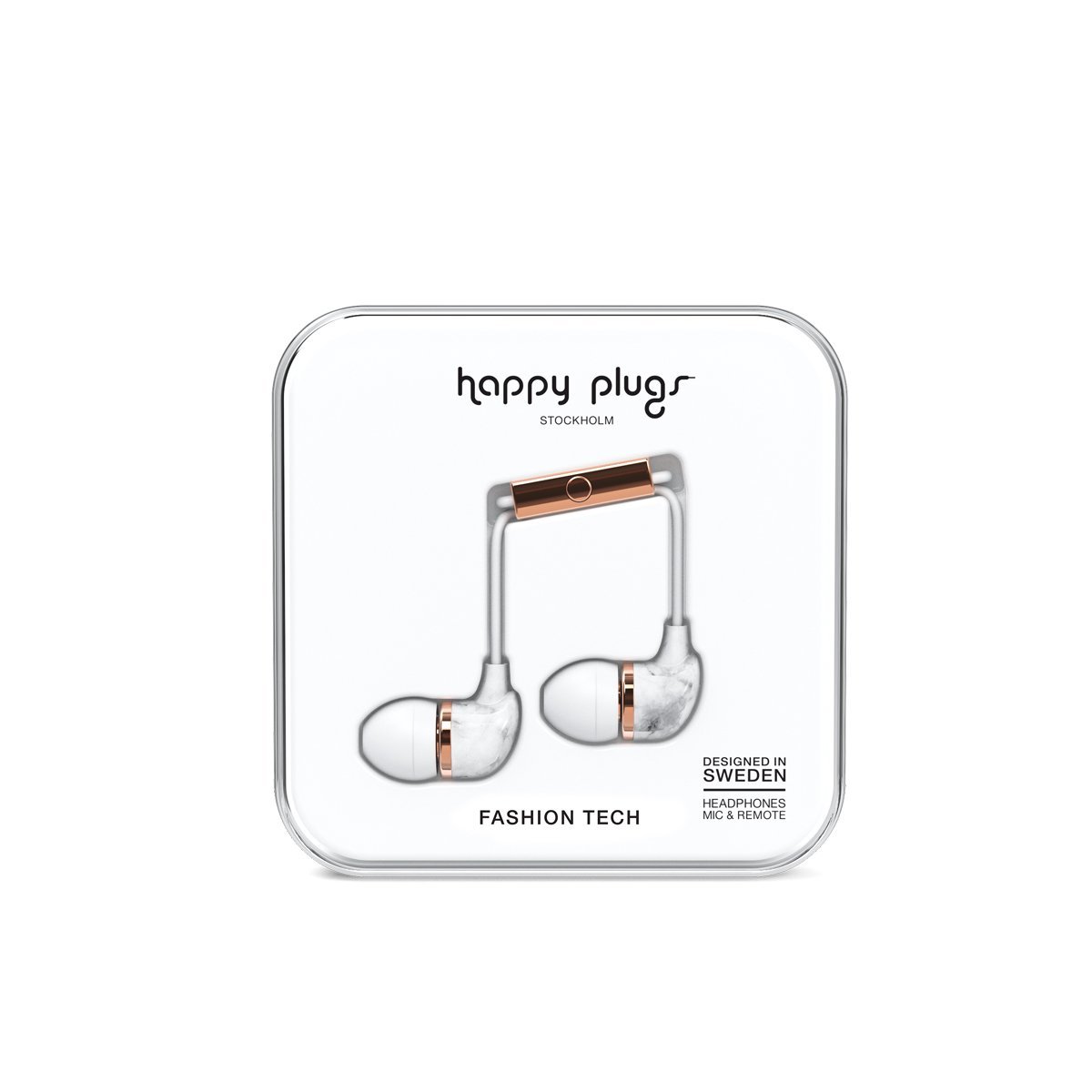 Audífonos con Micrófono  In-Ear White Deluxe Marble Happy Plugs