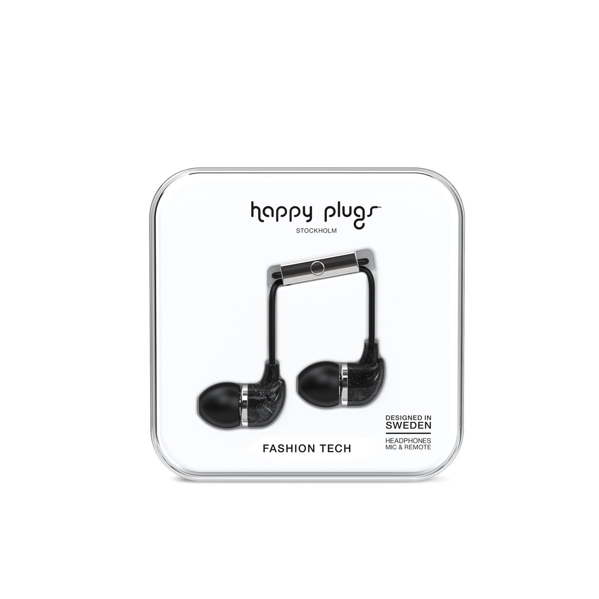 Audífonos con Micrófono  In-Ear Black Deluxe Marble Happy Plugs