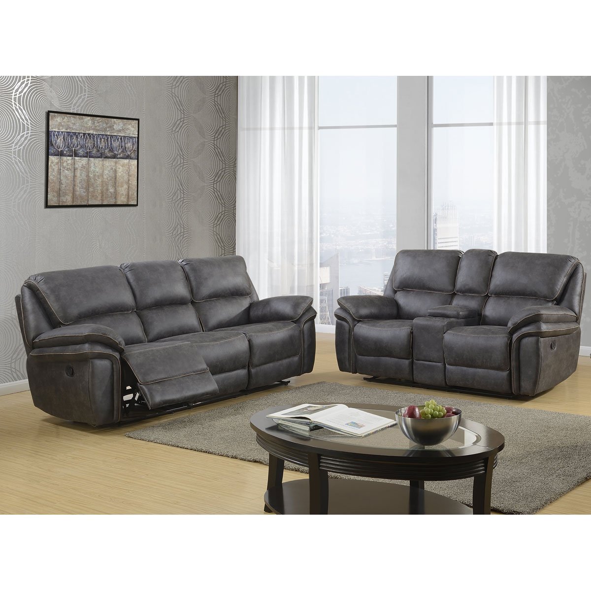 Sala 3-2 Berlín Sofá y Love Seat con Reclinables Global