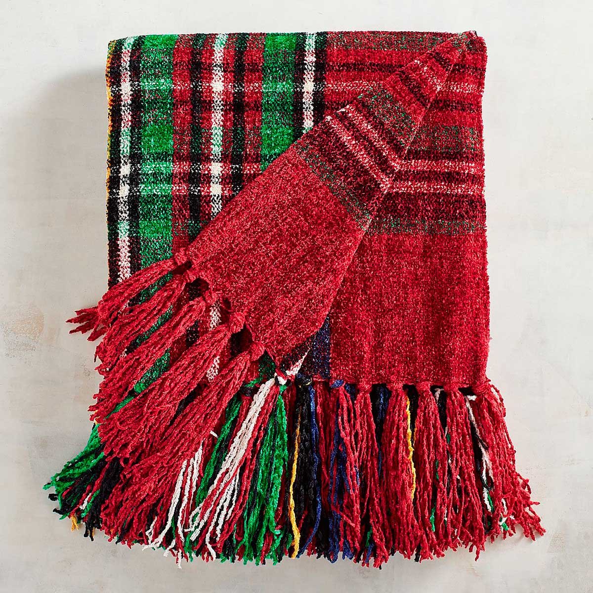 Frazada Chenille Plaid Red - Pier 1 Imports