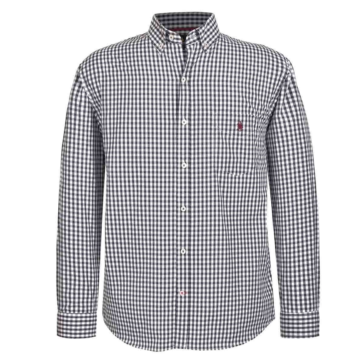 Camisa Manga Larga Color Negro Combinado Polo Club