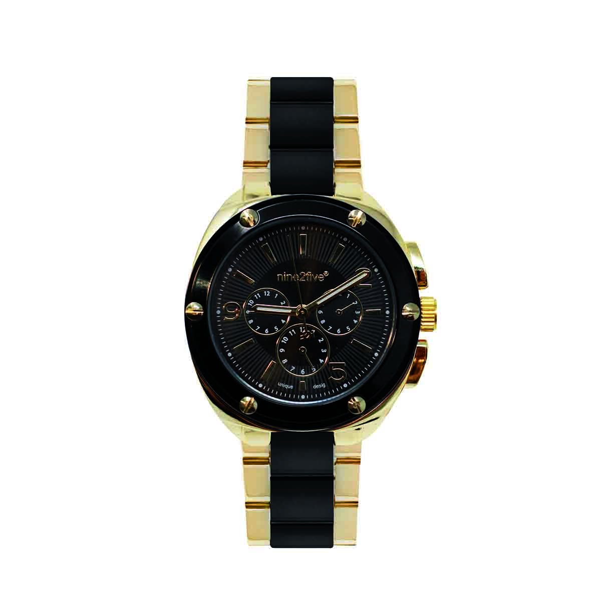 reloj negro dorado