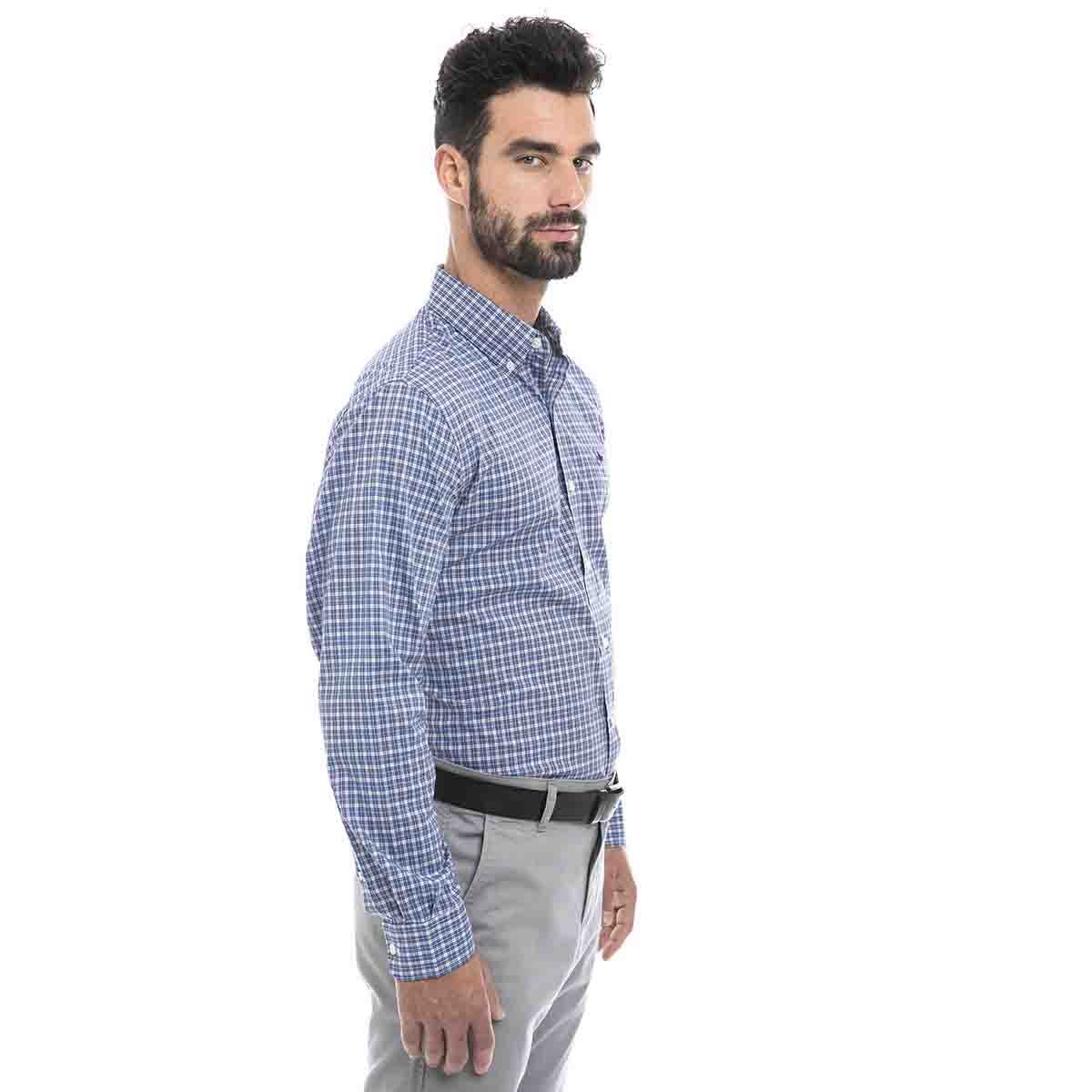 Camisa Signature Comfort Stretch Long Sleeve Color Azul Dockers