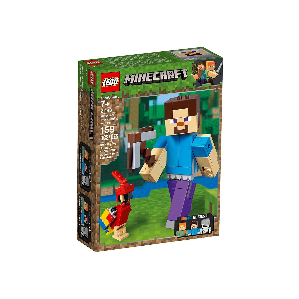 Bigfig Minecraft Steve con Loro Lego
