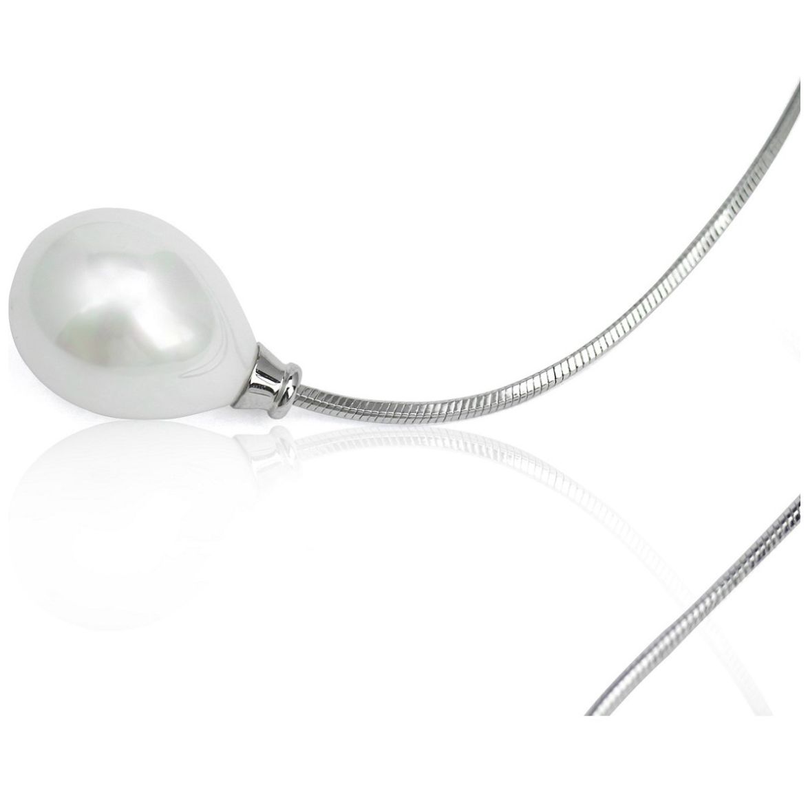 Corbatín de 40Cm con Cadena de Plata y Perla de Gotas Sidney