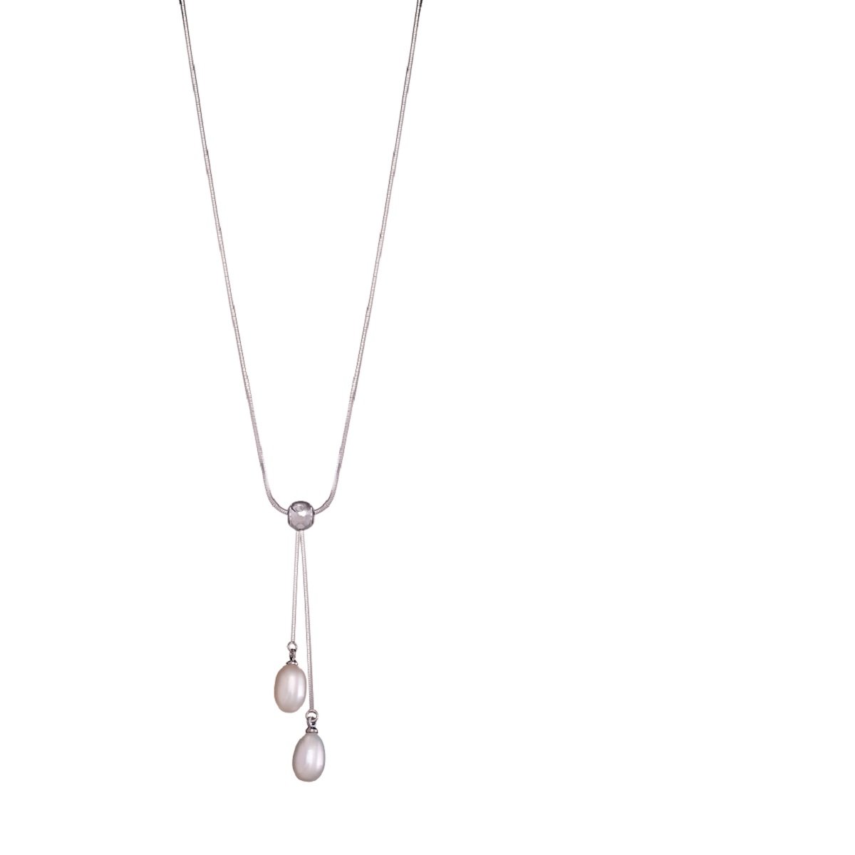 Collar con Cadena de Plata y Dos Perlas Gotas Sidney
