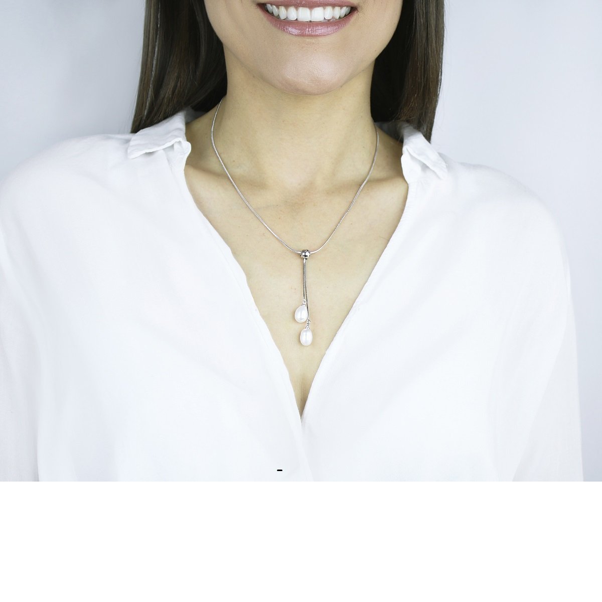 Collar con Cadena de Plata y Dos Perlas Gotas Sidney