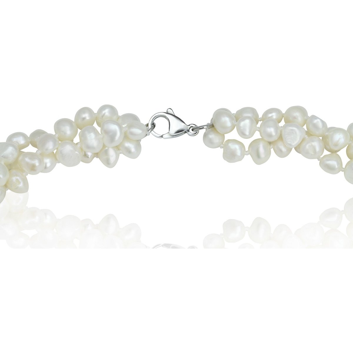 Brazalete con 3 Hilos de Perlas Semiredondas Misterio Blanco Sidney