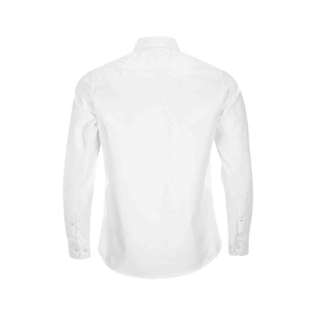 Camisa Manga Larga Casual Maquinilla Color Blanco Carlo Corinto