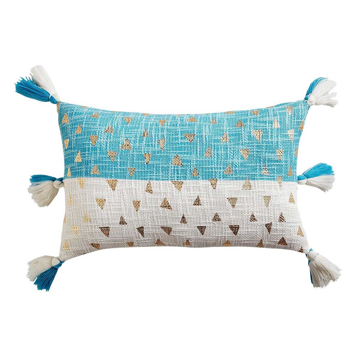 Cojín Golden Foil Triangle Ivory & Turquoise Pier 1 Imports