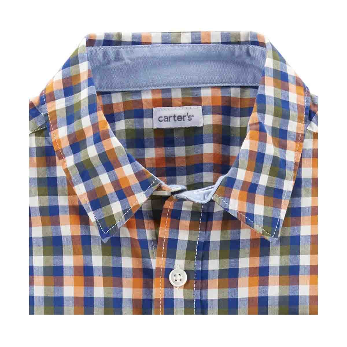 Camisa Color Naranja a Cuadros Carters