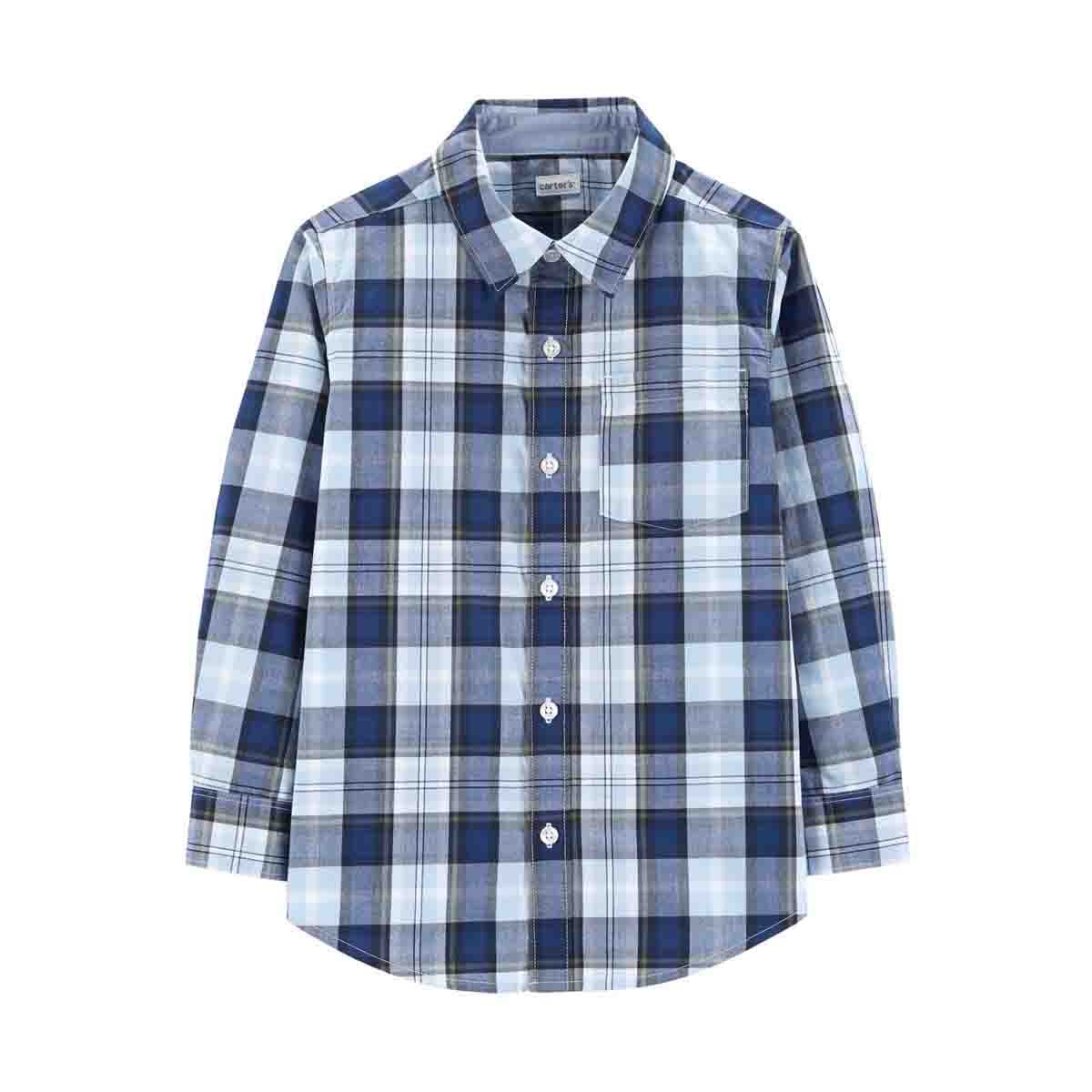 Camisa Color Azul a Cuadros Carters