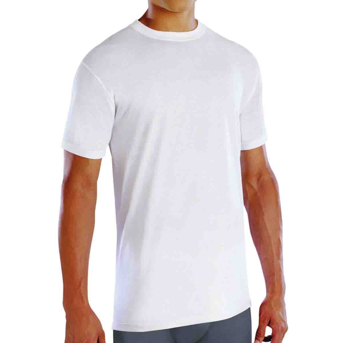 Paquete de 4 camisetas para hombre. Mezcla de algodón súper suave, cuello  redondo, ajuste ajustado. Camisetas para chicos. Fabricado en Estados Unidos