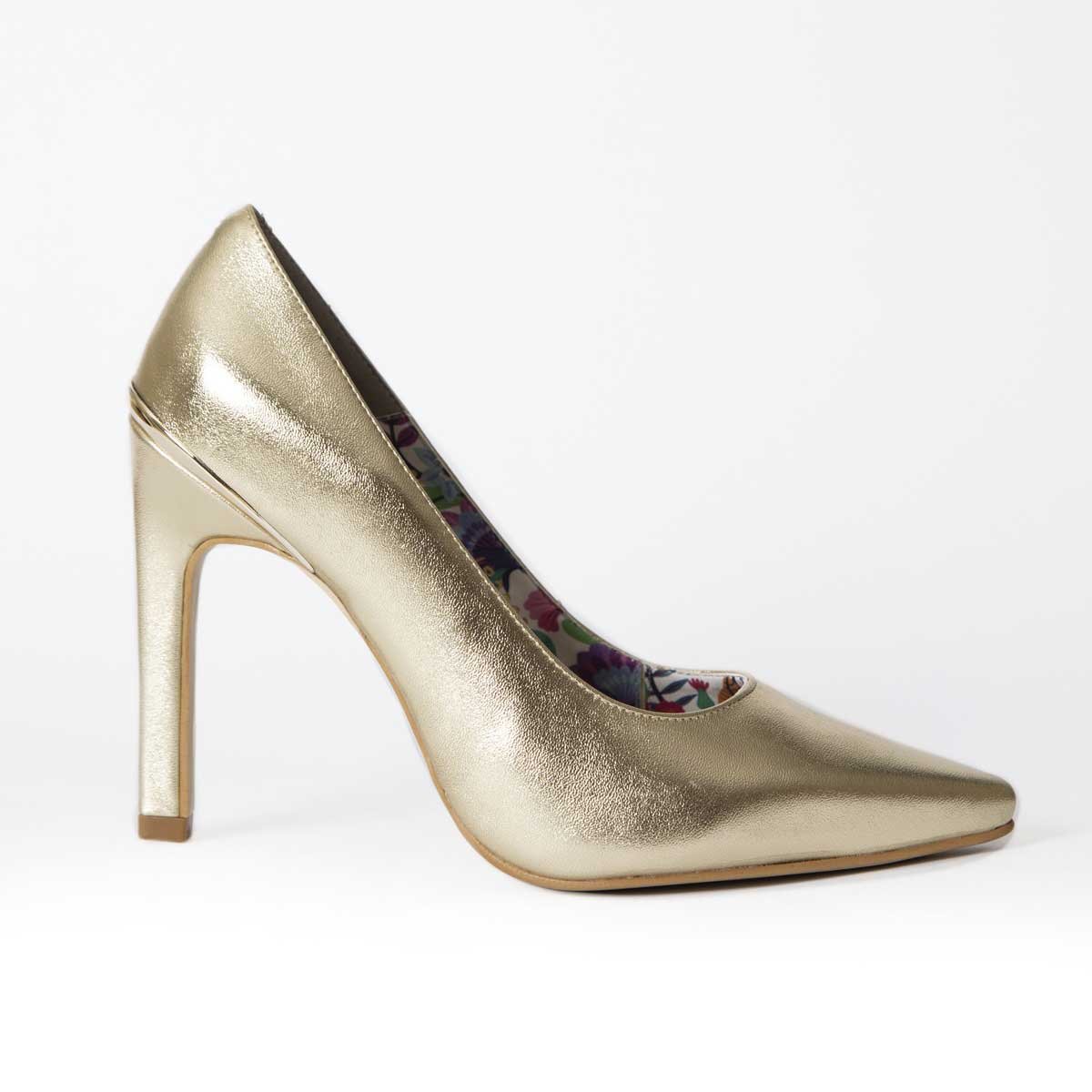 Zapatilla Brillante Puntal con Placa en Tacón Elle
