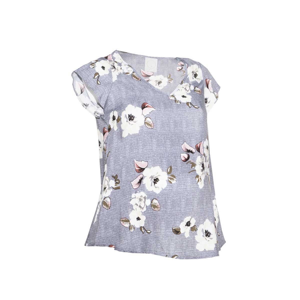 Blusa Manga Corta Escote en V Yhasbel