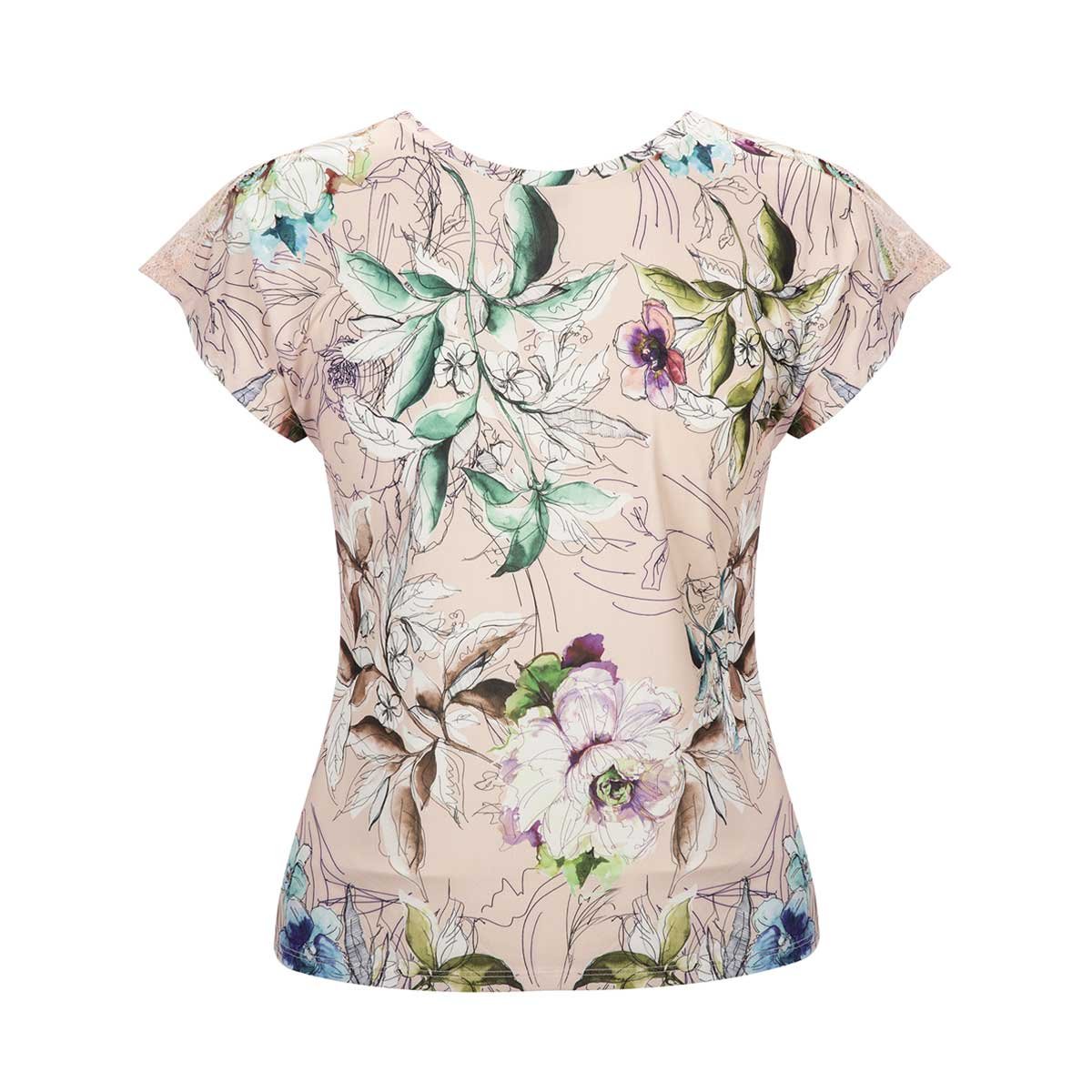 Blusa Estampada Cuello V Manga Corta Life Styler