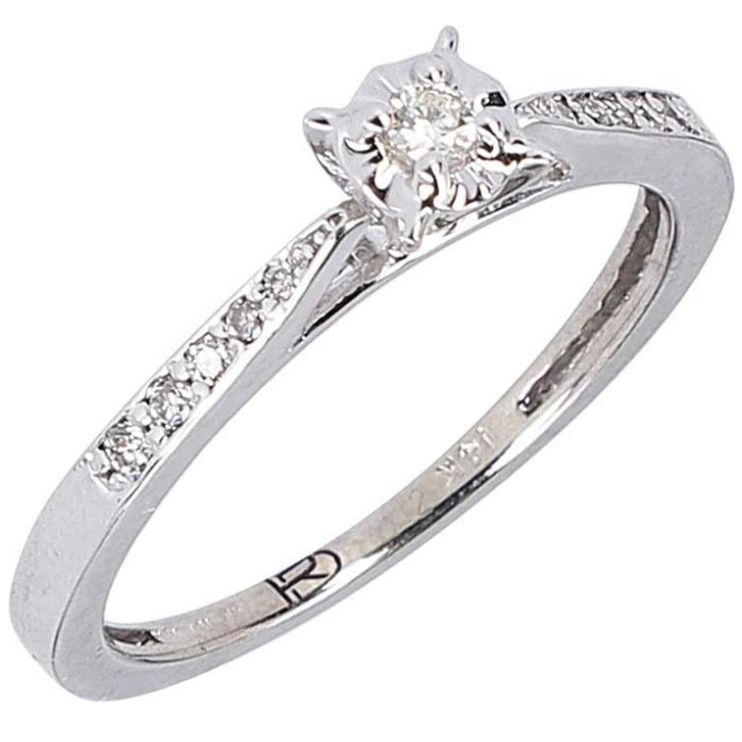 Anillo Solitario de Ilusión con 12 Puntos de Diamante Romanza