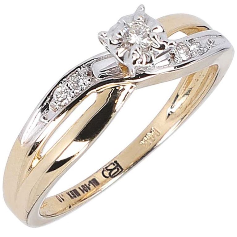 Anillo Solitario de Ilusión con 10 Puntos de Diamantes Romanza