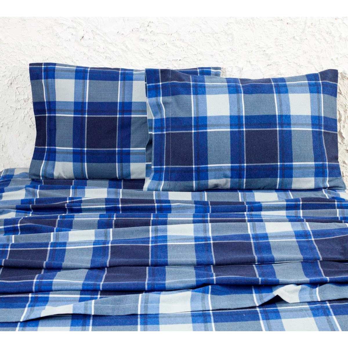 S&aacute;banas Blue Plaid Pct - Matrimonial