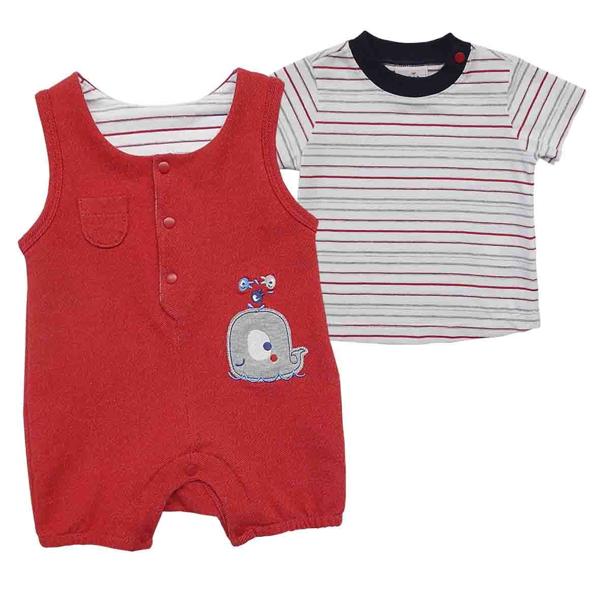 Conjunto 2 Pzas Playera Manga Corta Jumpsuit Mondo Bambino