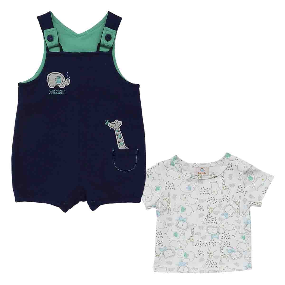 Conjunto 2 Pzas Playera Manga Corta Jumpsuit Corto Mondo Bambino