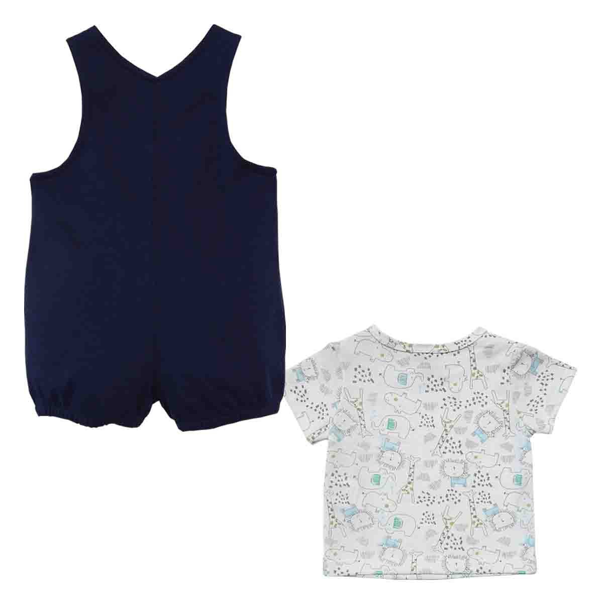 Conjunto 2 Pzas Playera Manga Corta Jumpsuit Corto Mondo Bambino